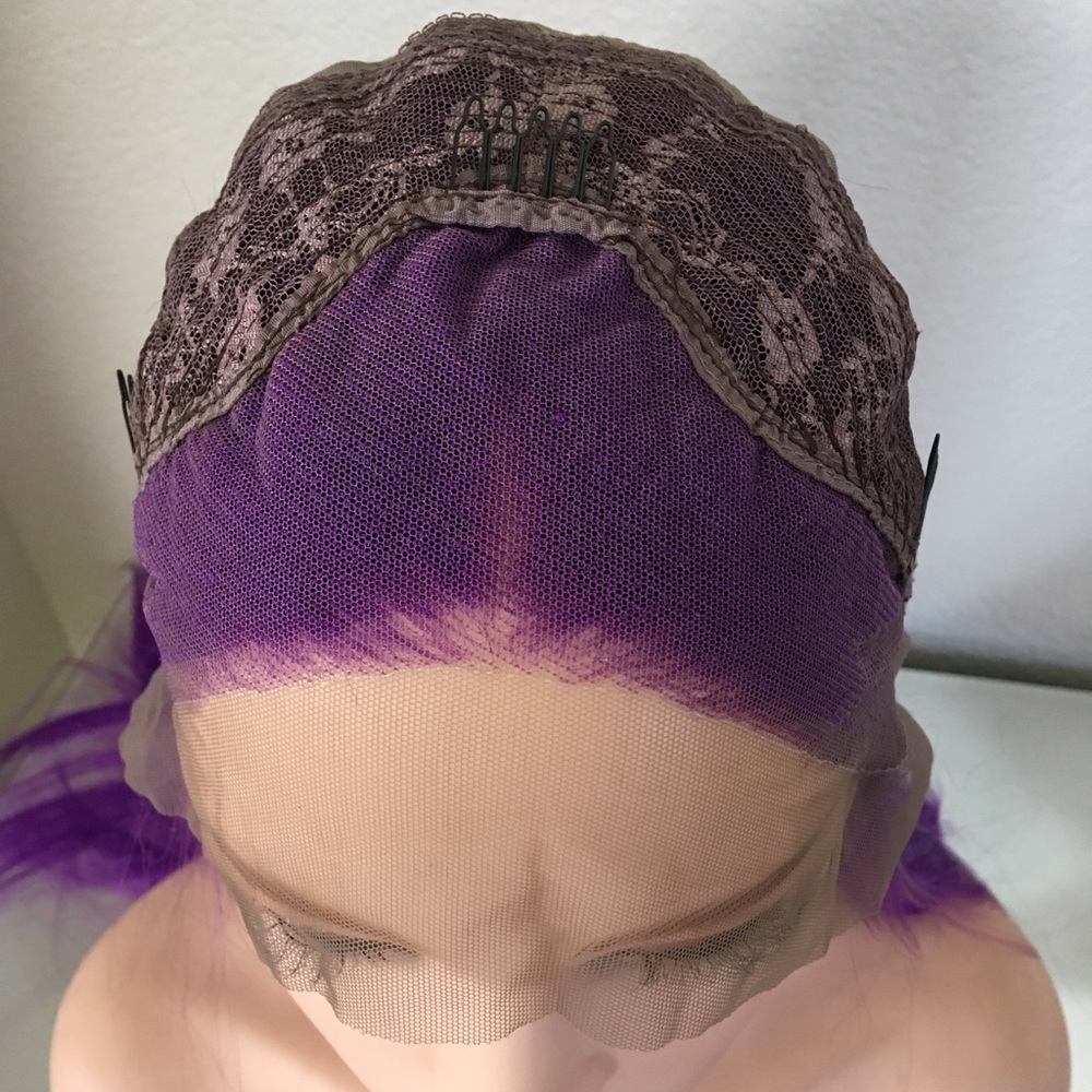 Purple wig Swiss lace straight 26” Long heat ok - Picture 5 of 6